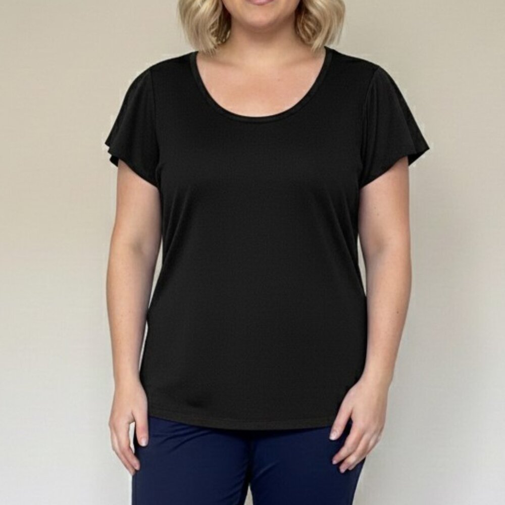 Black Athleisure Yoga Workout Top XL